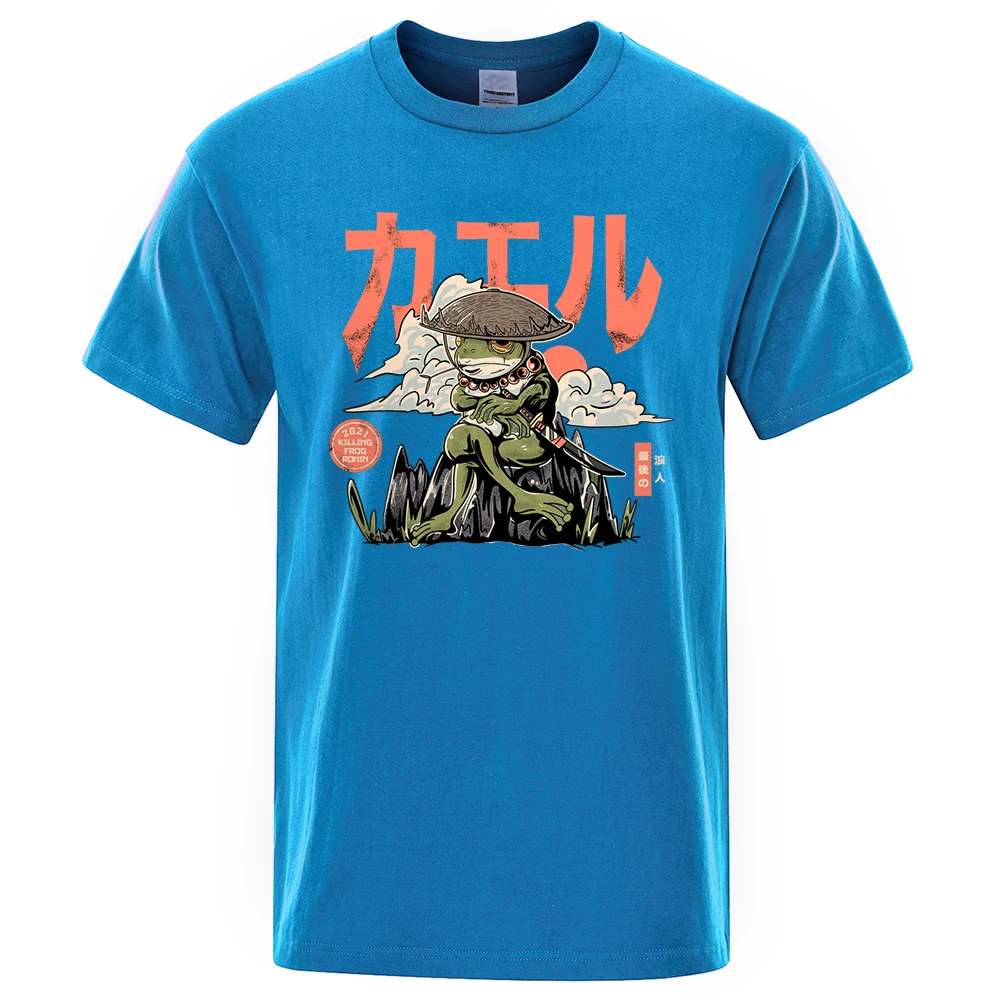 The Last Frog Samurai Anime Print T Shirts Men Casual Breathable Tshirts Fashion O-Neck Shirts Oversized Cotton Short Sleeve Top