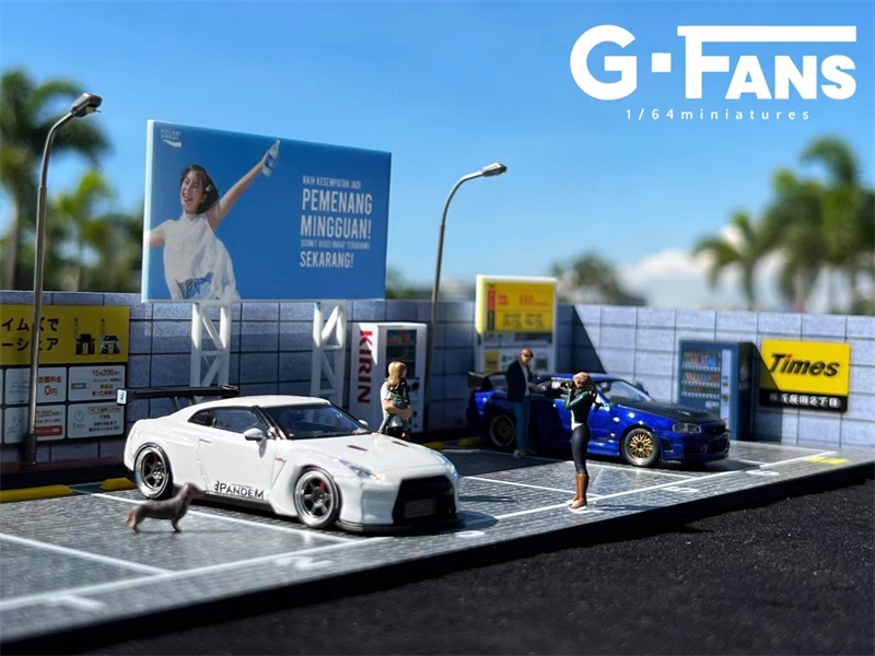 G-Fans 1:64 Diorama Garden Japan Street Beach parking Scene Model Car display