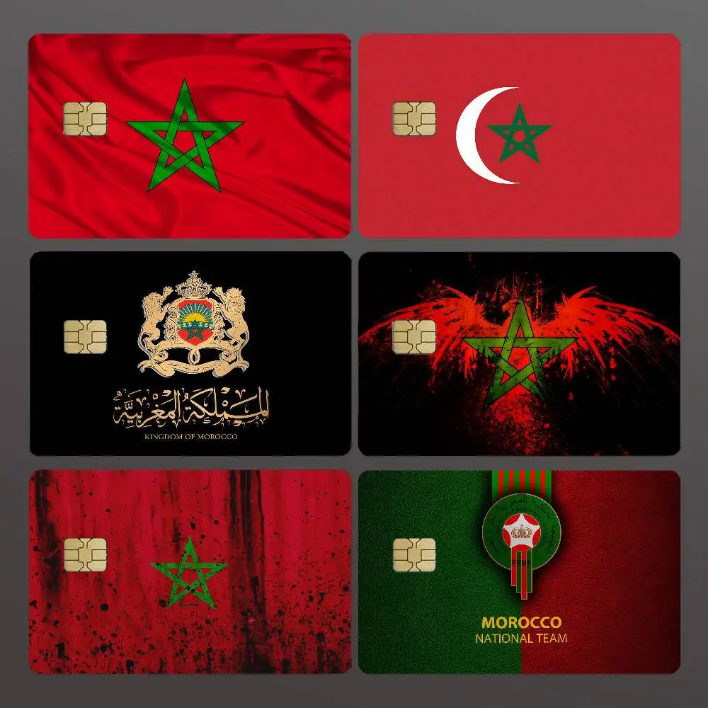Morocco Flag Credit Skin Cover Card Stickers 4PCS Film Bus Pass Front Decoration Bank Debit Waterproof