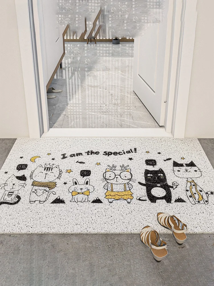 

Modern Simple Cartoon Entrance Mat Outdoor Dustproof Waable PVC Floor Rug Home Entrance Doormat Anti Slip Trimming Available