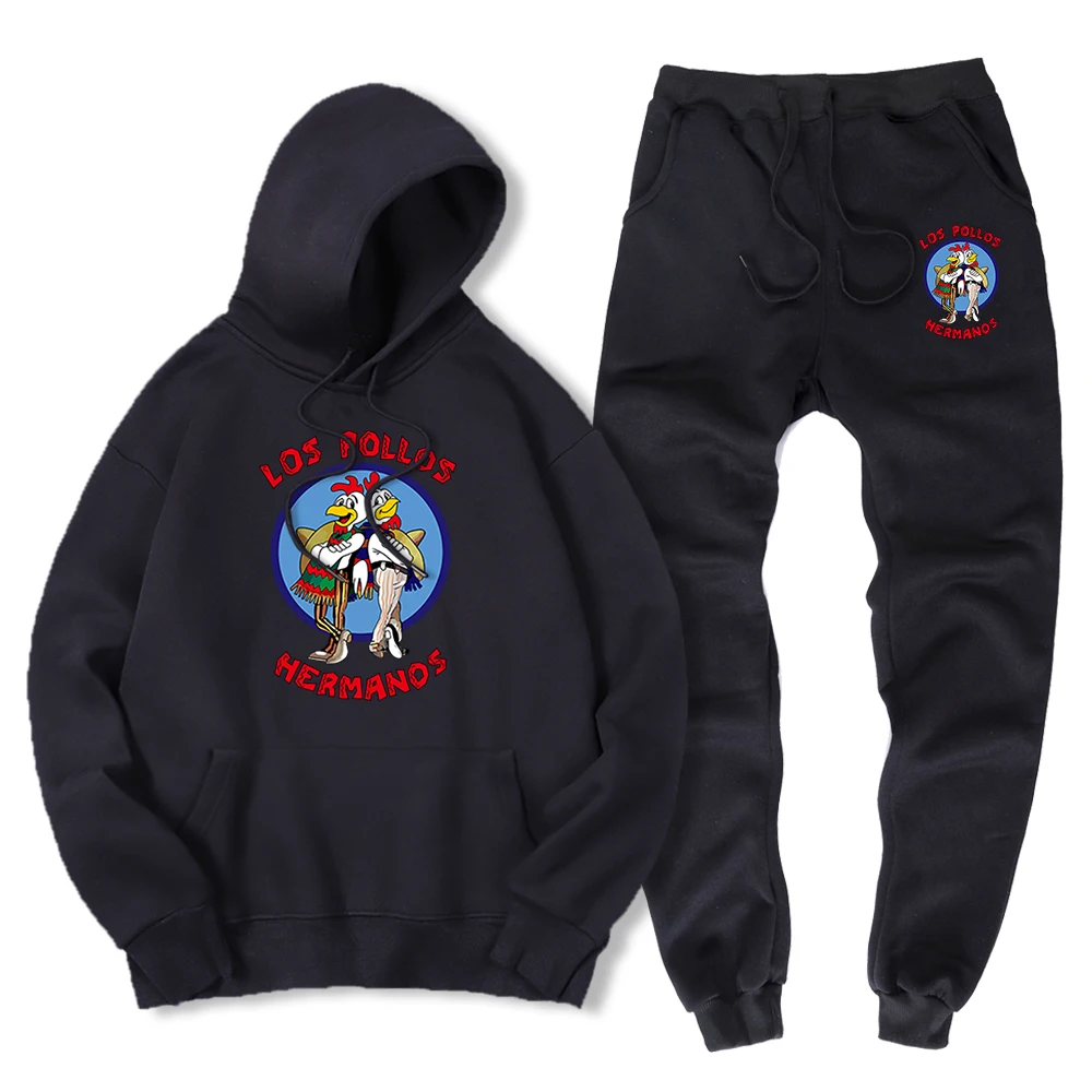 Los Pollos Hermanos Chicken Brothers Print Mannen Hoody Mode Warme Sportkleding Pak Winter Sweatshirt + Sweatpant 2 Stuk Sets