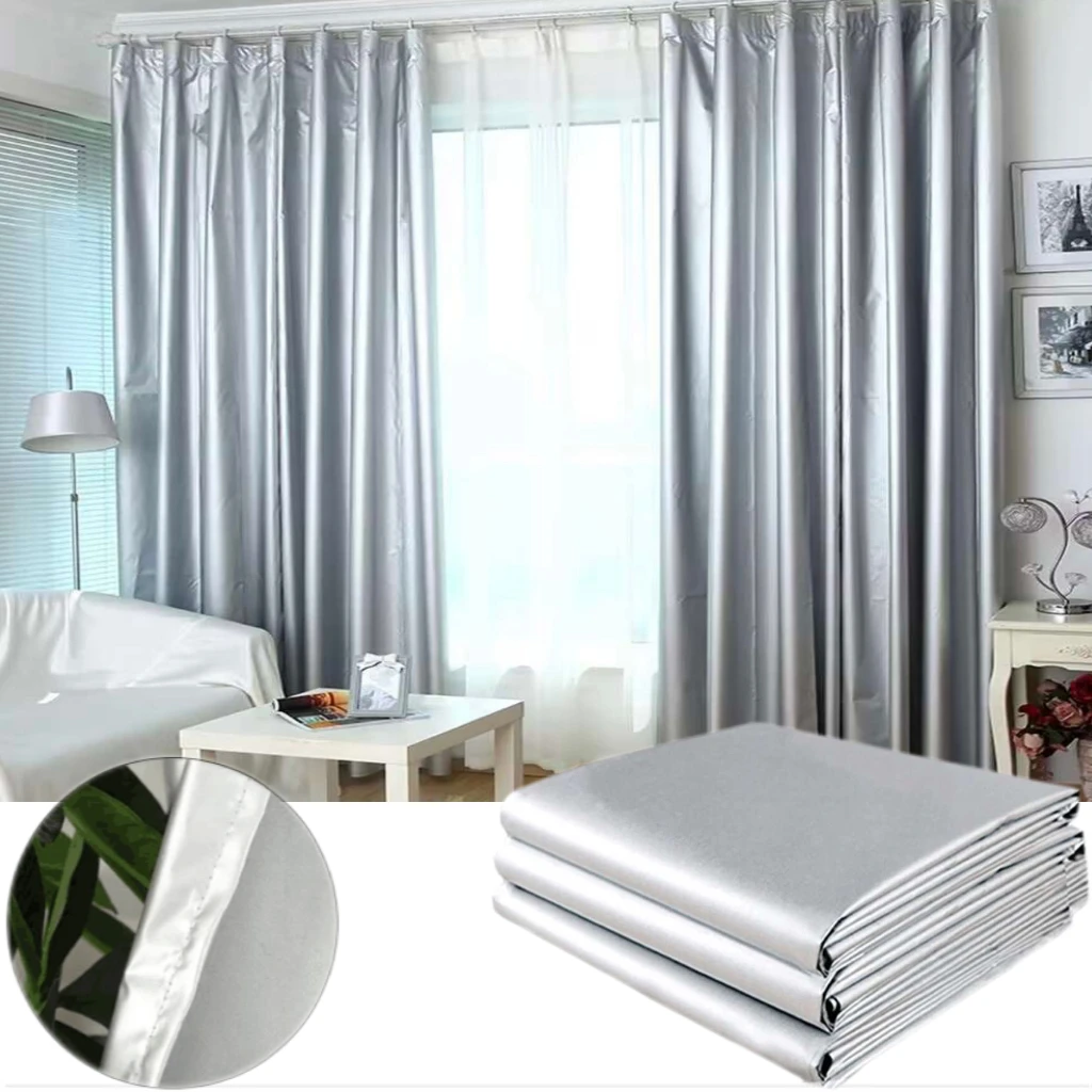 Blackout Curtains Silver Thickened Light Blocking Thermal Insulation Curtain UV Resistant with Hook Home Office Hotel Bedroom