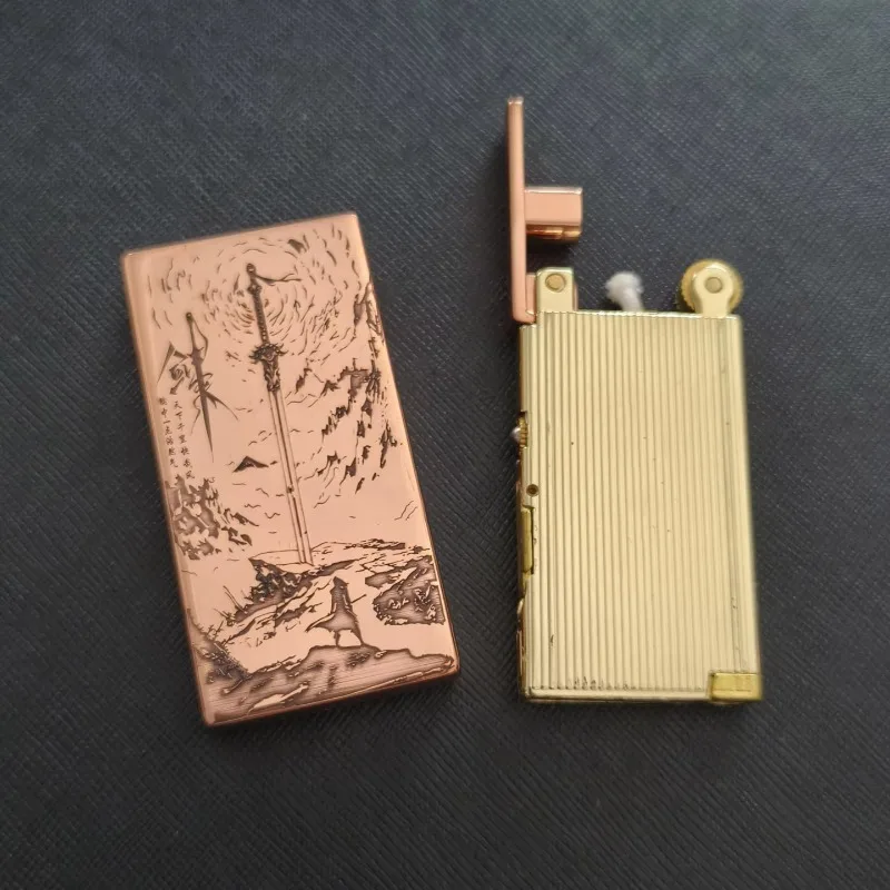 2027 Zorro 753 Purple Copper Shaped Kerosine Lighter Lift Ultra-thin Pure Purple Copper Shell
