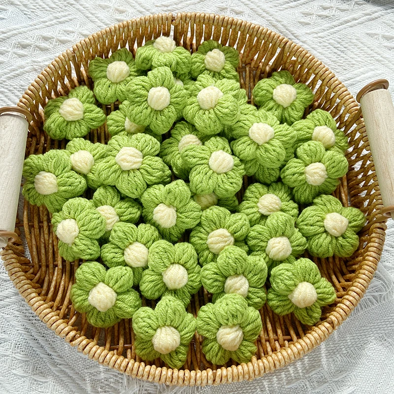 40Pcs High Quality Handmade Simulation Flowers Hand-knitted Flower Applique Clothes Shoes  Wedding Hats Decorative Accessories