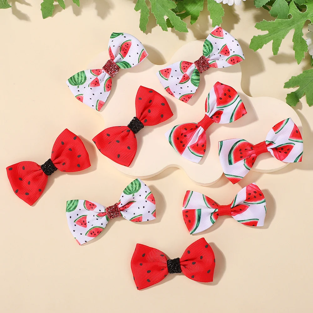 20 pz colore Casuale Carino Anguria Stampato Archi Clip di Capelli Per I Bambini Ragazze Nastro Bowknot Forcelle Barrettes Accessori Per Capelli