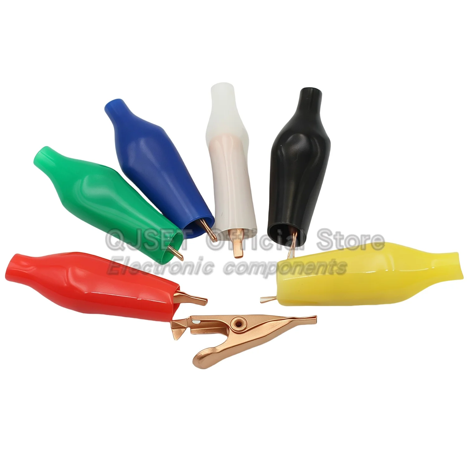 5 Stück 28 mm kleine flache Krokodilklemme aus reinem Kupfer, flache Clips, zahnlos, kleine Kupferklammern, Testklammern, Mantelklammer, Rot, Schwarz, 5 A