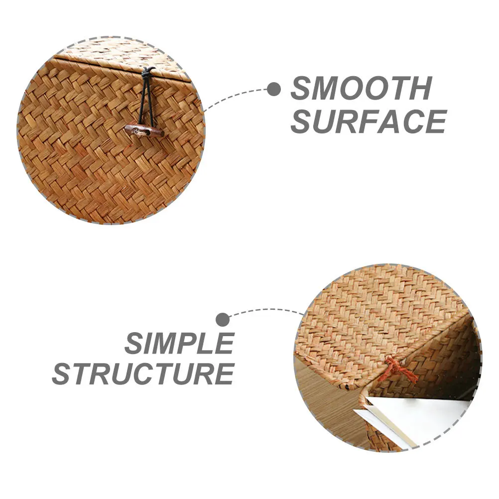 

Storage Box With Lid Cute Bear Design Woven Sundry Organizer For Car Interior Lidded Storage Bin Box Car Garbage Can Front