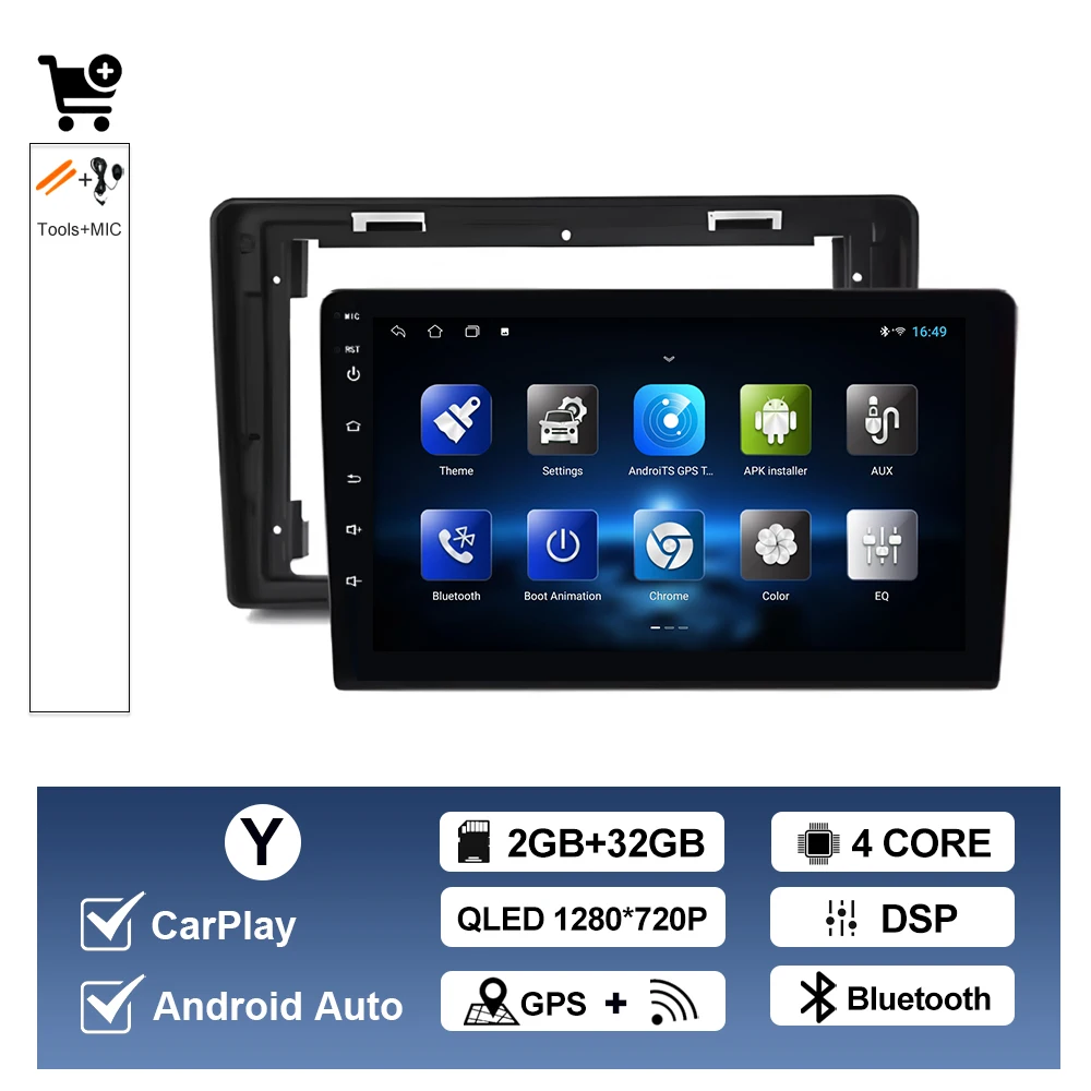 Voor Citroen C2 C3 2001 2002 2003-2010 Auto Multimedia Speler Android14 GPS Navigatie Auto Gereedschap DSP Stereo CarPlay QLED Scherm - afbeelding 1