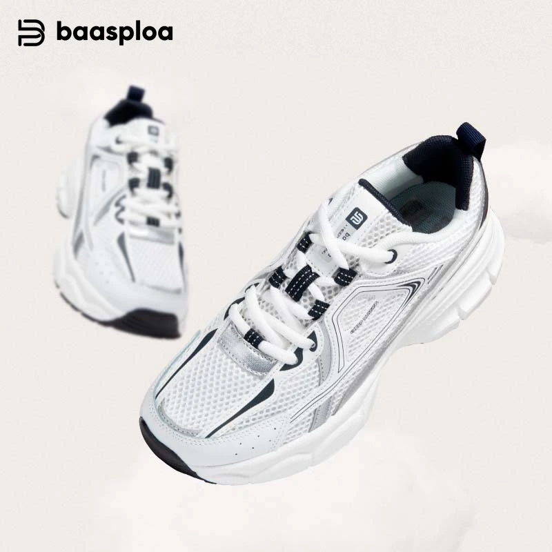 Baasploa Women Sport Shoes Mesh Breathable Lightweight Casual Walking Shoes Female New Comfort Running Shoes Non-slip 35-42