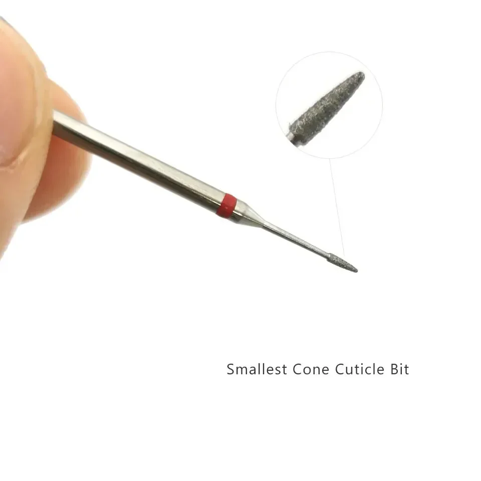 Small Cone Grinding Head Fine Diamond Cuticle Nail Drill Bits 3/32 Rotary Nail Burr Electric Drills Accessories