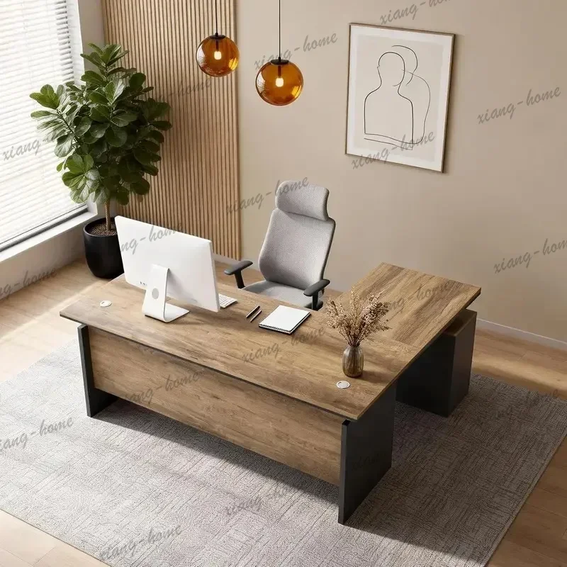 LD Modern 63” L‑Shaped Executive Desk, Reversible One‑Piece Office Desk with Locking Drawer & Privacy Panel, Customized