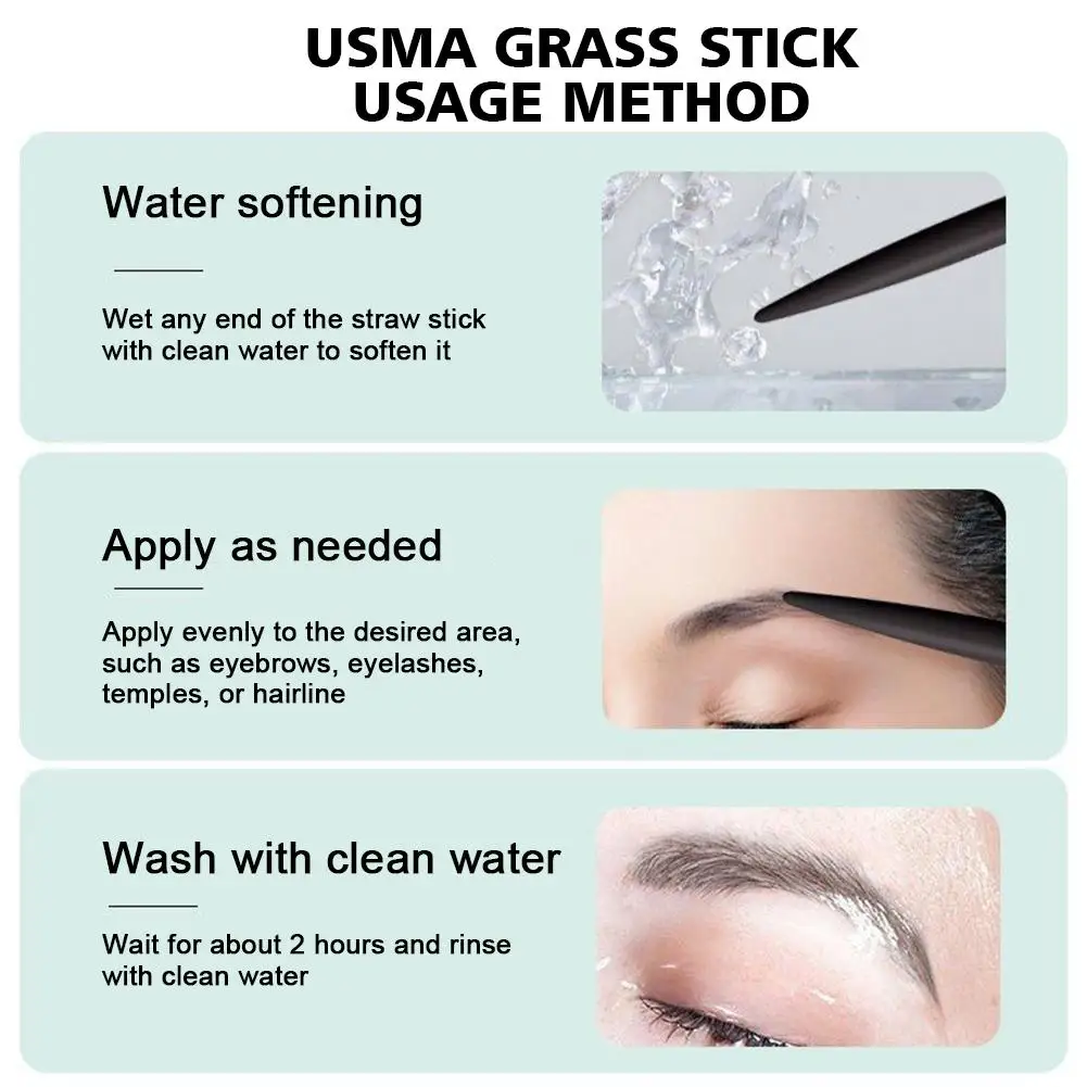 Usma Grass palo de crecimiento de cejas, costuras de cabello, cejas, lápiz de cejas, cabello a pestañas, 5g, líneas de cabello gruesas negras usadas X2 x 7