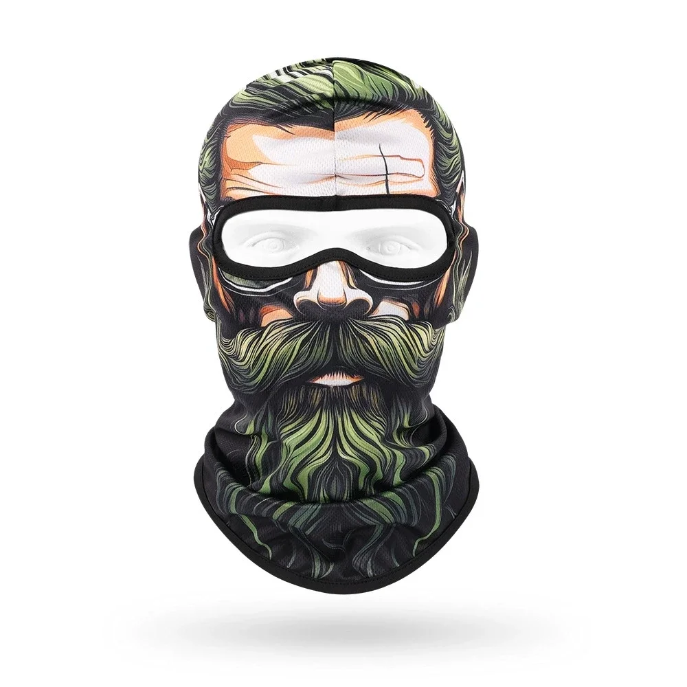 New Beard Men Printed Cycling Mask Hood Caps Unisex Outdoor Motorcycle Riding Balaclava Hat Breathable Sunscreen Neck Head Cover