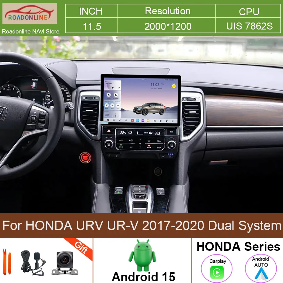 

11.5 INCH Android 15 Car Radio Dual system For HONDA URV UR-V 2017-2020 Car Multimedia Player Stereo Receiver Radio GPS 4G WIFI