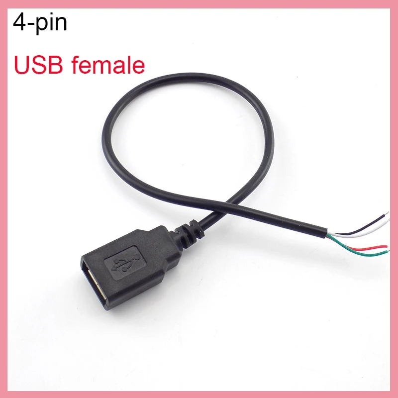 0.3m USB Cable Connector Male Female Cable 4 Pin Wire Data Extension Cord 2 Pin Power Supply for DIY 5V Adapter Charging 0.3M B6