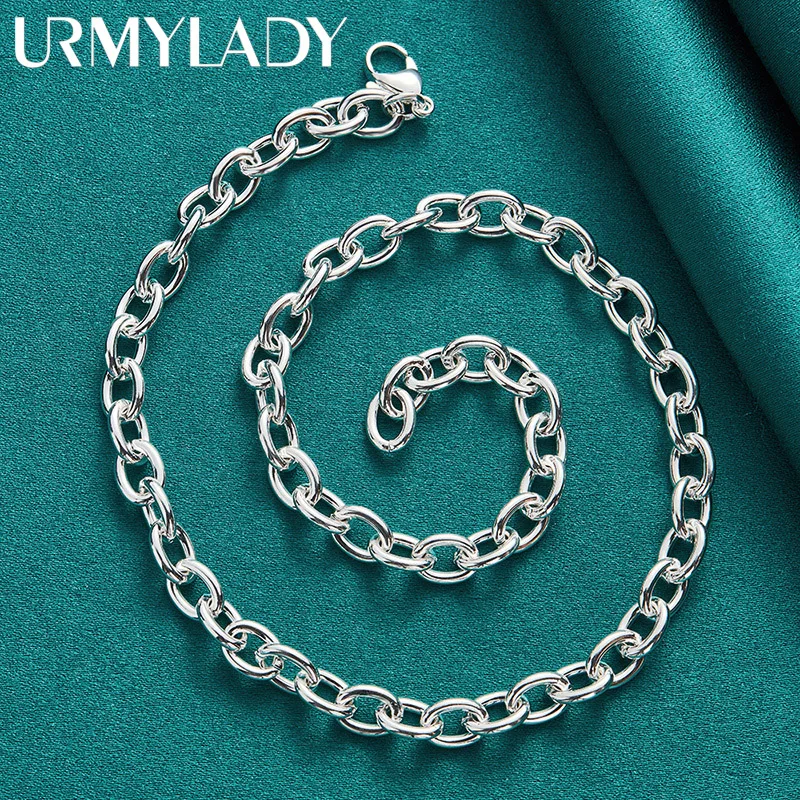 URMYLADY 925 Sterling Silver Link Chain 18 Inch Necklace For Men Women Wedding Party Fashion Jewelry