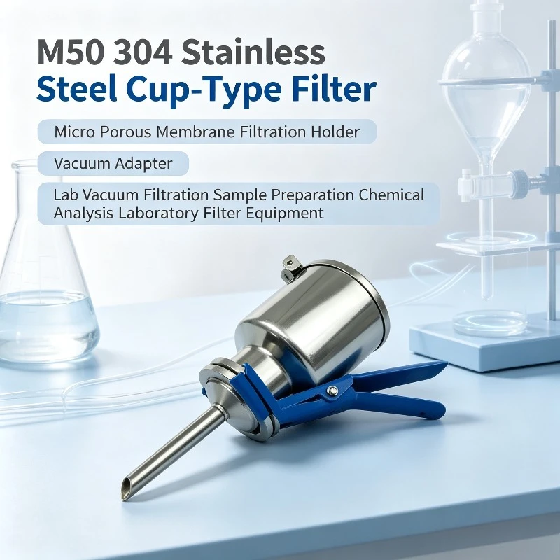 M50 304 Stainless Steel Cup-Type Filter, Micro Porous Membrane Filtration Holder with Vacuum Adapter