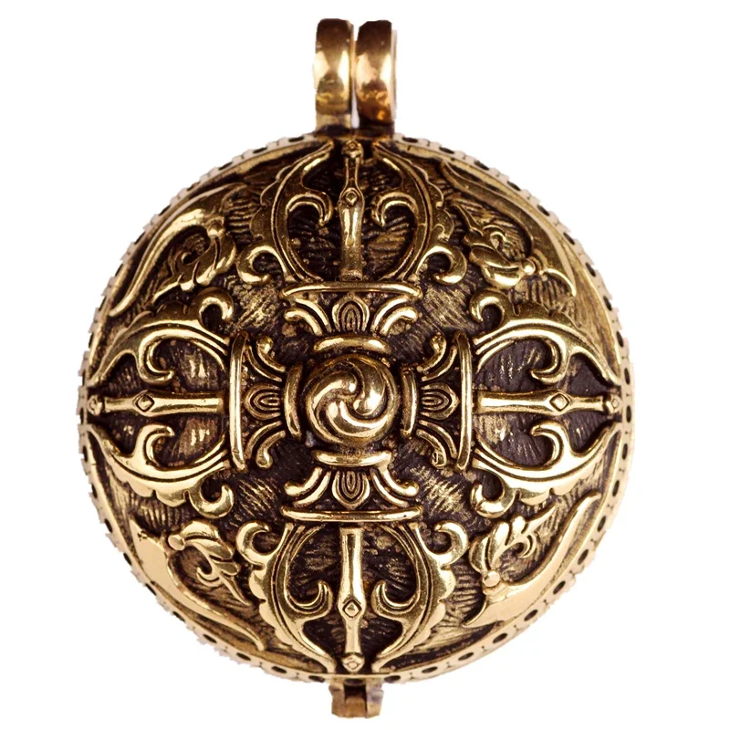 

Handmade Large and Small Brass Box Vintage Openable Necklace Pendant round Men and Women