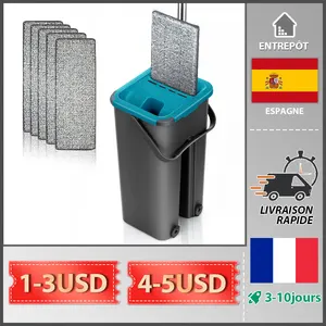 Flat Squeeze Mop and Bucket Hand Free Wringing Floor Cleaning Mop Microfiber Mop Pads Wet or Dry Usage on Hardwood Laminate Tile 10 best sales mop with bucket - №3