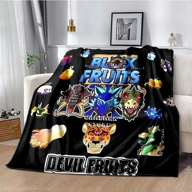 Cartoon game B-blox fruits printed blanket comfortable and beautiful children's blanket sofa sheet travel quilt birthday gift