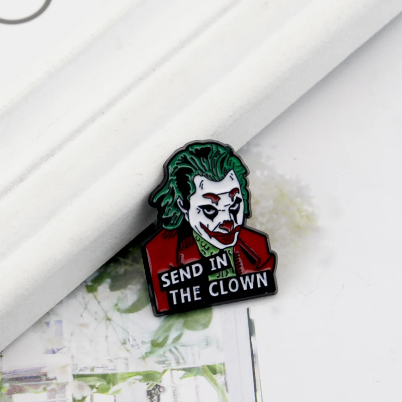 Horror Movies Joker Enamel Brooch Pin Halloween Clown Lapel Pins Backpack Women Fashion Jewellery Gifts Cartoon Badges