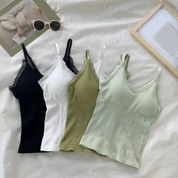 Women Push Up Sports Bra Summer Lace Tank Top Chest Wrap Sleeveless Lace Vest Camisole Sexy Base One Piece Summer Beauty Back