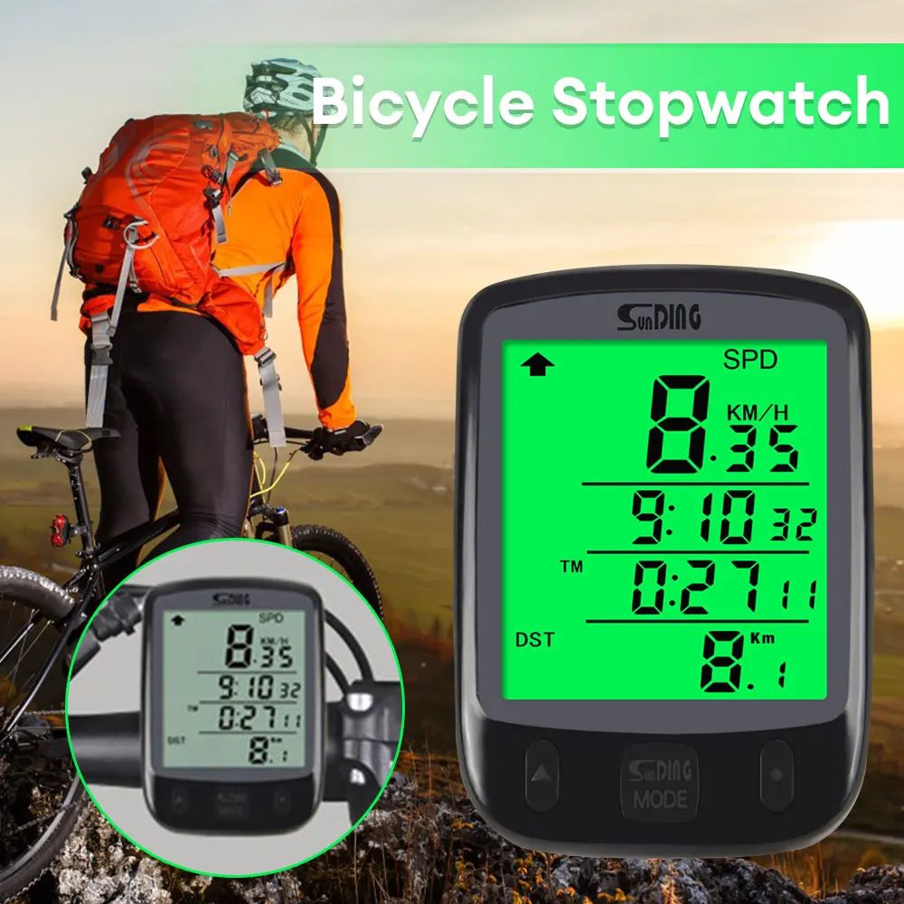 Wired Bike Computer Waterproof Bicycle Odometer LCD Digital Stopwatch Cycling Speedometer MTB Bike Speed Counter with Backlight