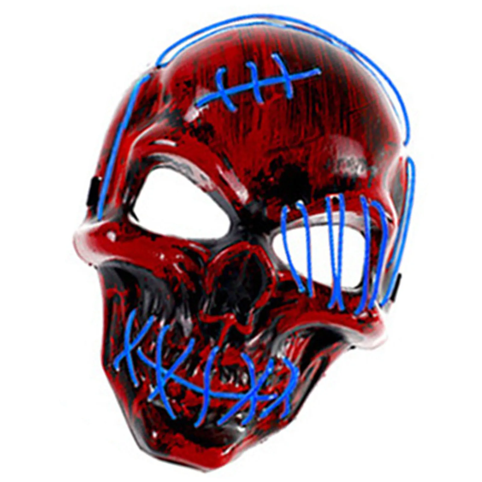 LED Light Up Halloween Mask Scar One Eyed Pirate Mask with Blood Terror Cold Light for Festival Cosplay Halloween Costume