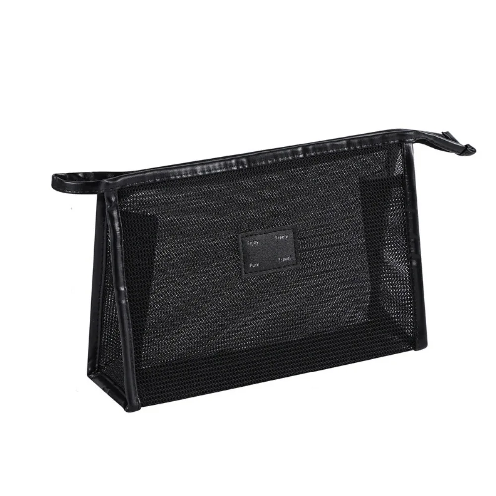 

Portable Mesh Handheld Makeup Bag Square Zipper Transparent Mesh Cosmetic Bag Large Capacity Lightweight Storage Toiletry Bag
