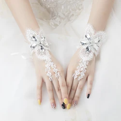 Bridal gloves New elastic wedding lace White lace accessories Wedding short mesh gloves