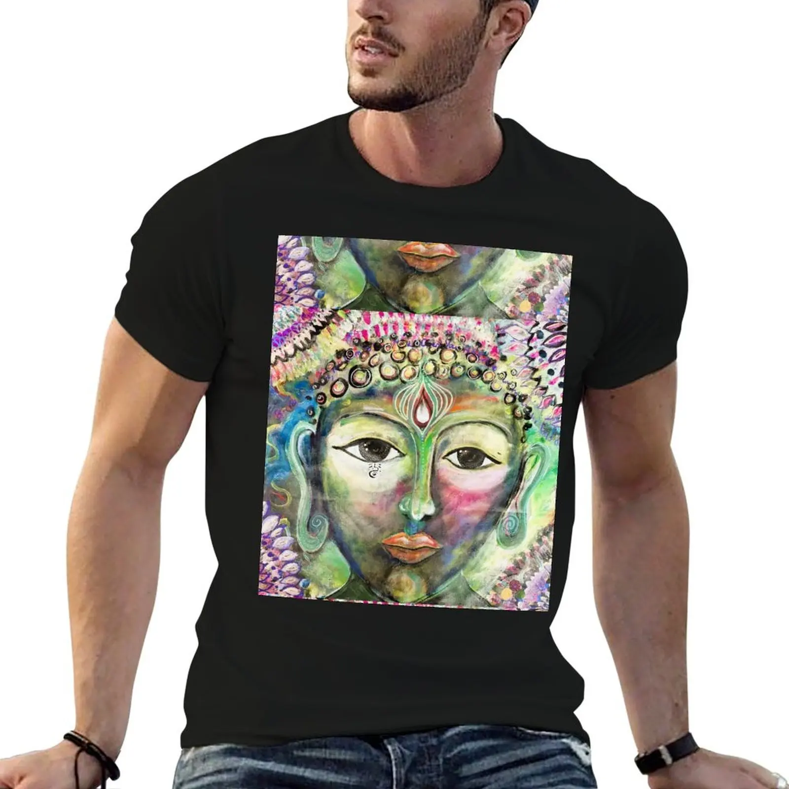 Enchanting Bodhisattva, Acrylic T-Shirt Gym Exercise Short Sleeve T-Shirt