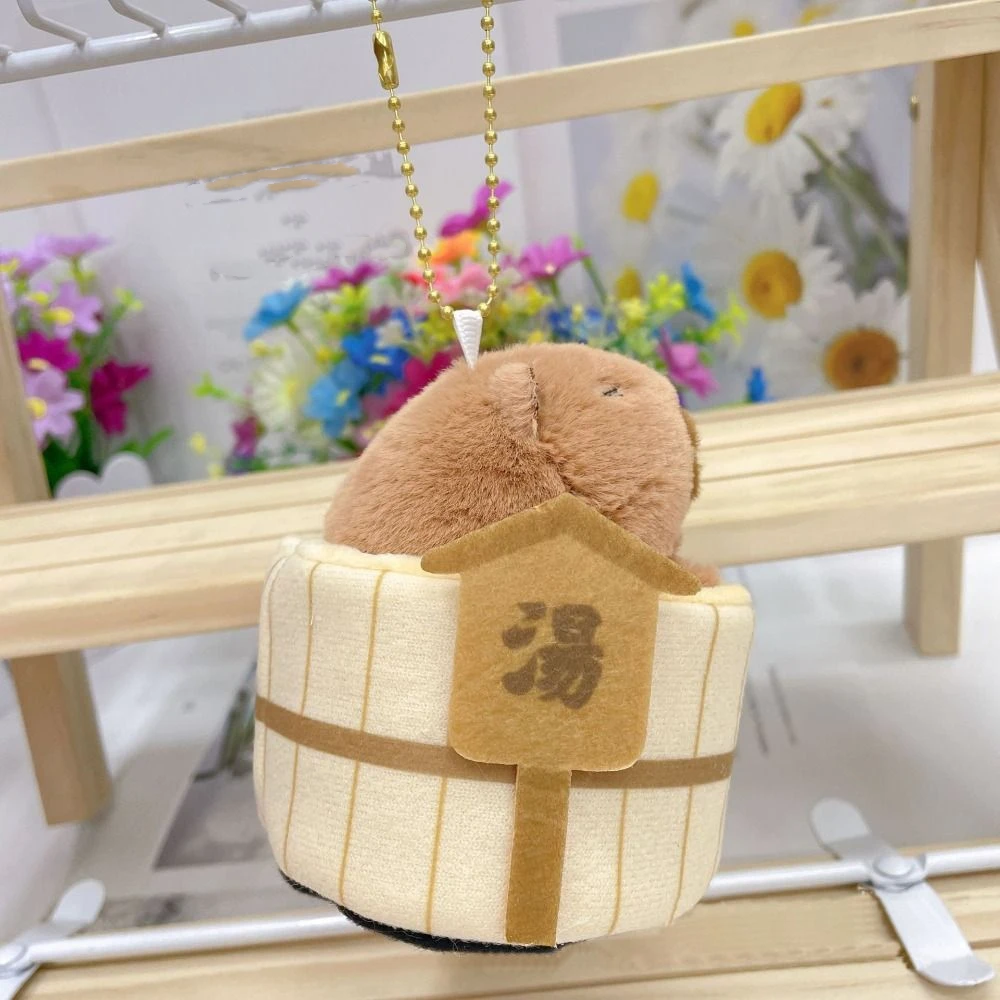 Japanese Style Capybara Keychain Leisurely Bathtub Cartoon Doll Pendant Hot Spring Ornaments Capybara Plush Dolls Bag/key Decor