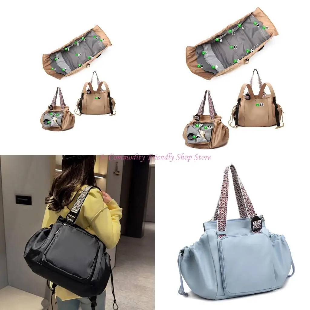 

85AE Diaper Bag Wear Resistant Shoulder Bags Large Capacity Mom Bag Splashproof Bag Multiple Compartment Handbag Backpack