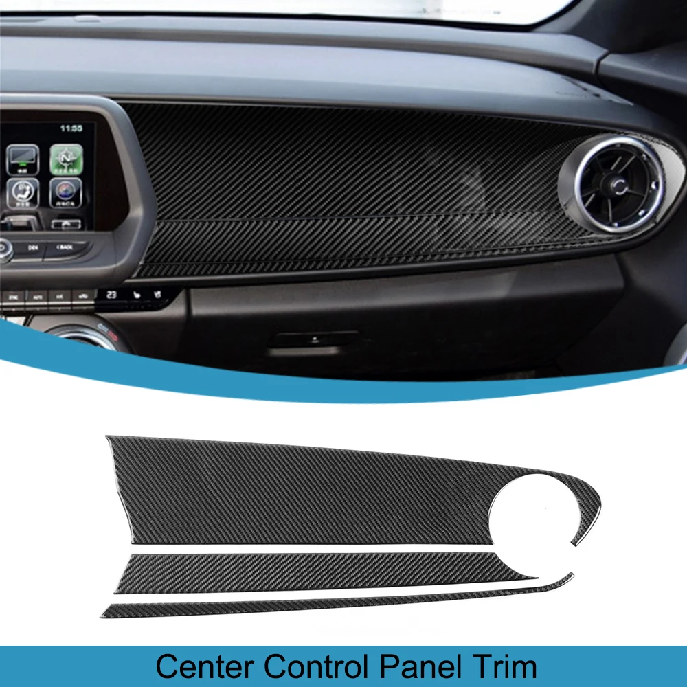 

Car Center Console Copilot Dashboard Panel for Chevrolet Camaro 2016 2017 2018 2019-2023 Interior Accessories Real Carbon Fiber