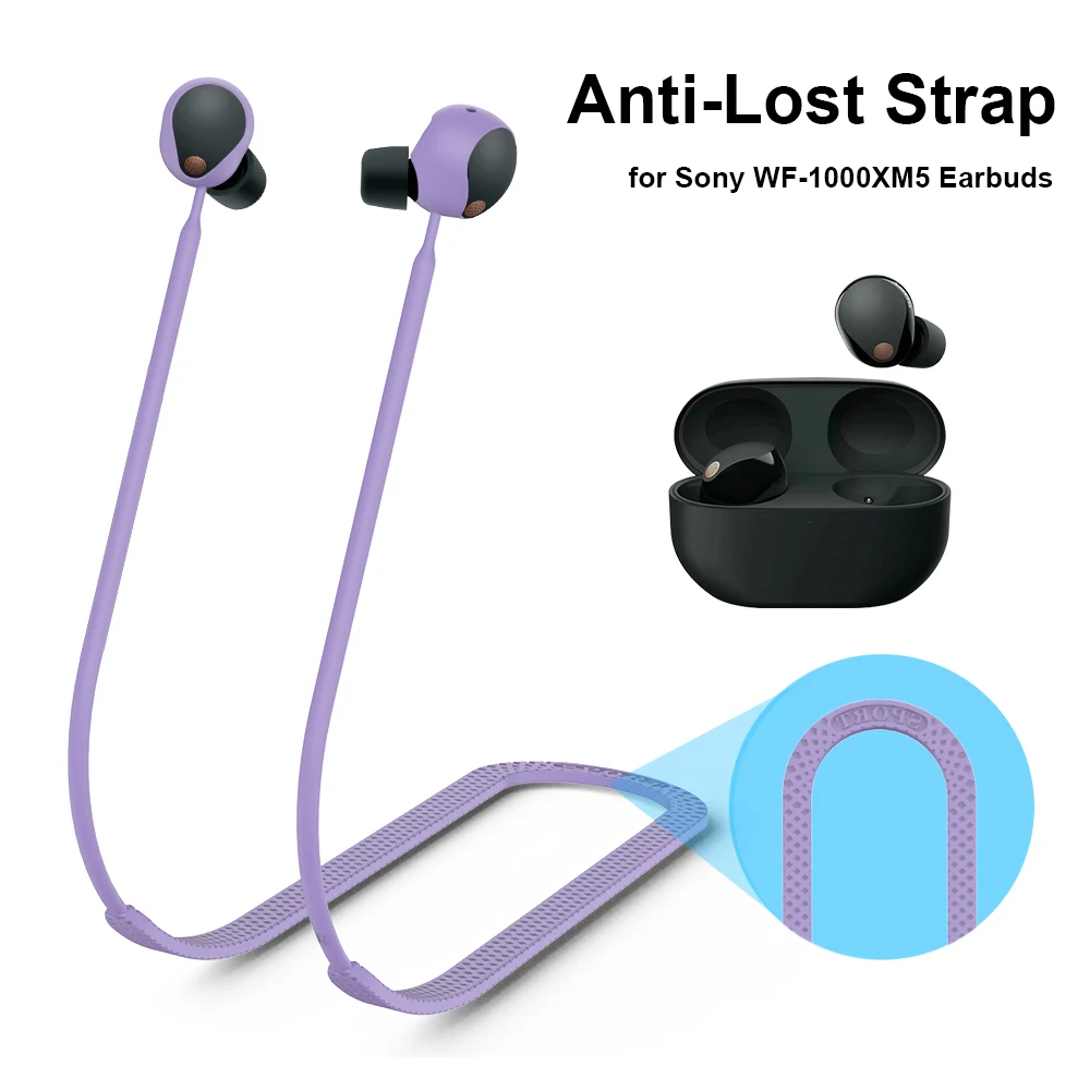 Correa antipérdida de silicona para auriculares, Cable de soporte para auriculares Sony WF-1000XM5, cuerda para el cuello