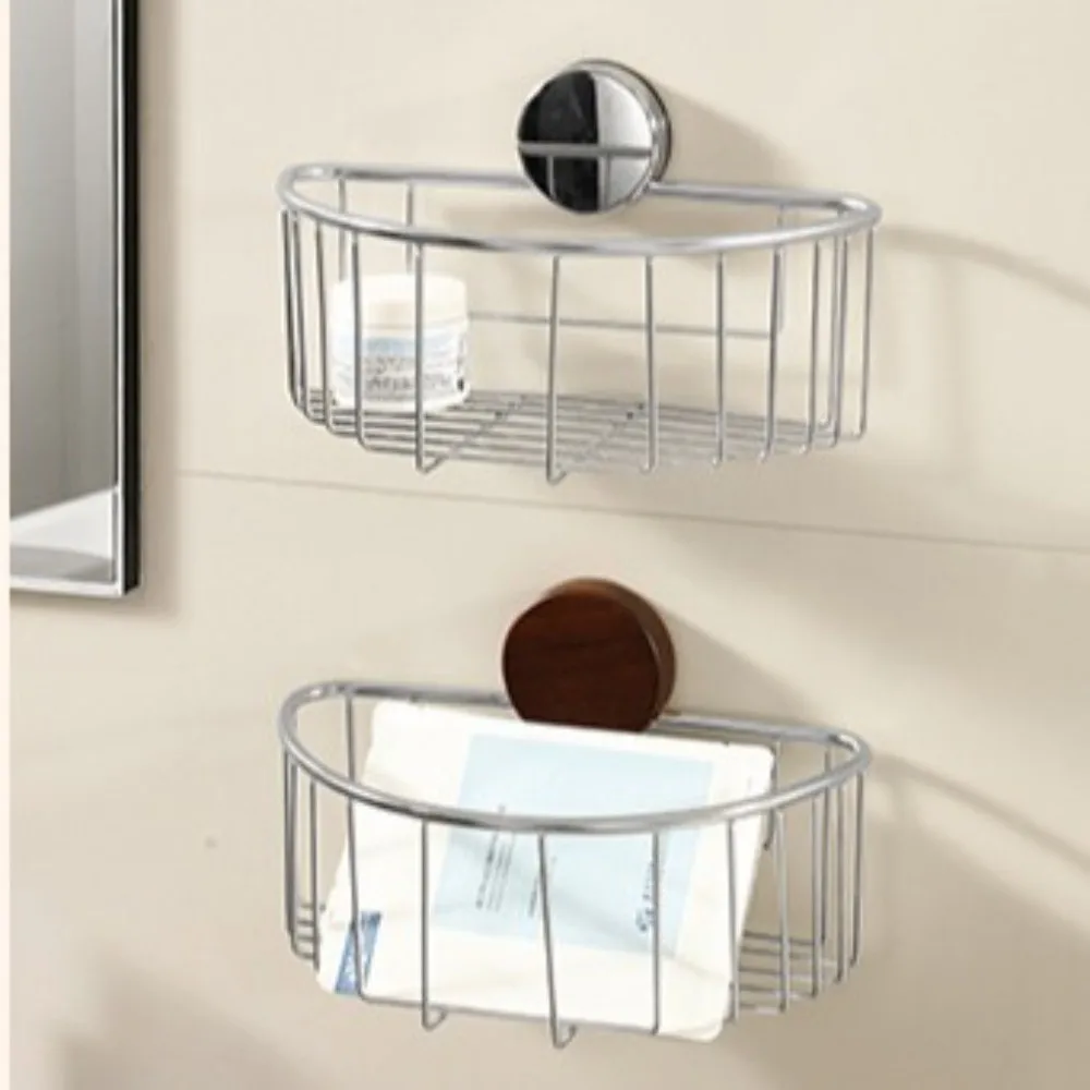 

Wall Mounted Suction Cup Storage Rack Hollow-out Punch Free Bathroom Organizer Shelf Stainless Steel Reusable Tissue Holder