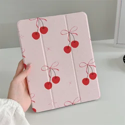 For Apple iPad Pro 2024 11 inch 2025 Air 5/4 10.9 iPad 10th 10.2 Air 3 10.5 inch mini 6/5/4 Cover Cute Cherry Bow Tablet Cases