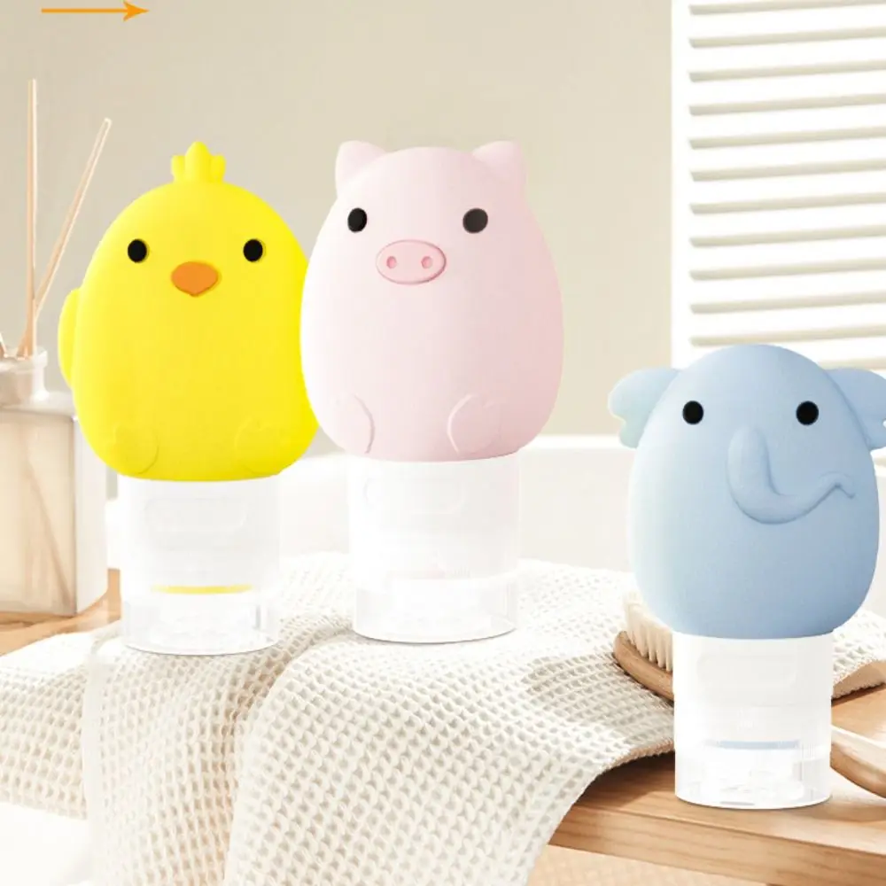Nouveau 60ml bouteille vide rechargeable Mini dessin animé presser Tube bouteille échantillons conteneurs Silicone Lotion shampooing bouteille