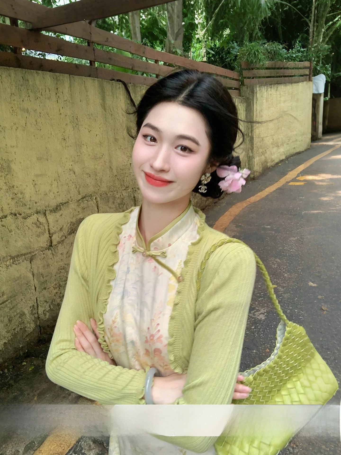 

Light een Knitted Slim Fit Women's Cardigan ort Sle Wooden Ear Design Early Spring Faionable Versatile Top Coat