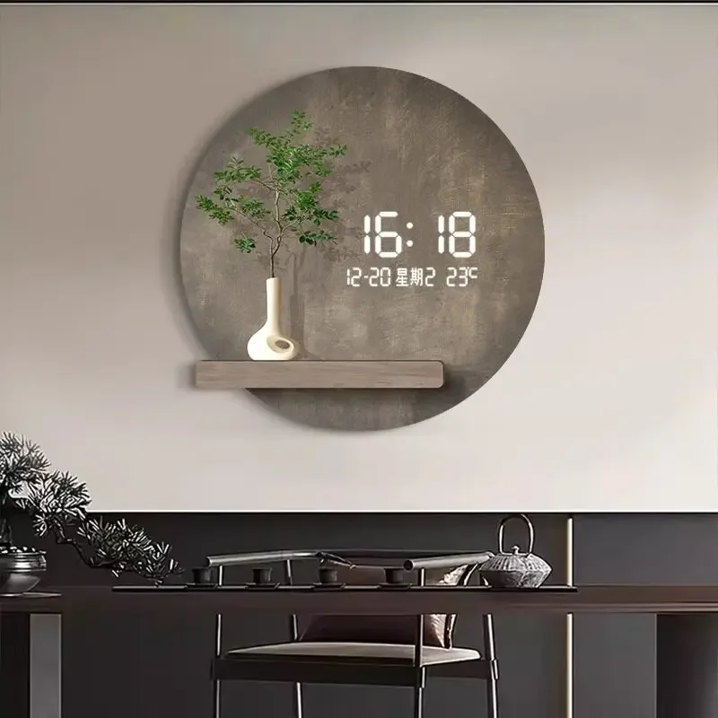 Round Designer Wall Clock Night Light Upgrade Nordic Modern Digital Clock Living Room Cute Orologio Da Parete Home Decor Items