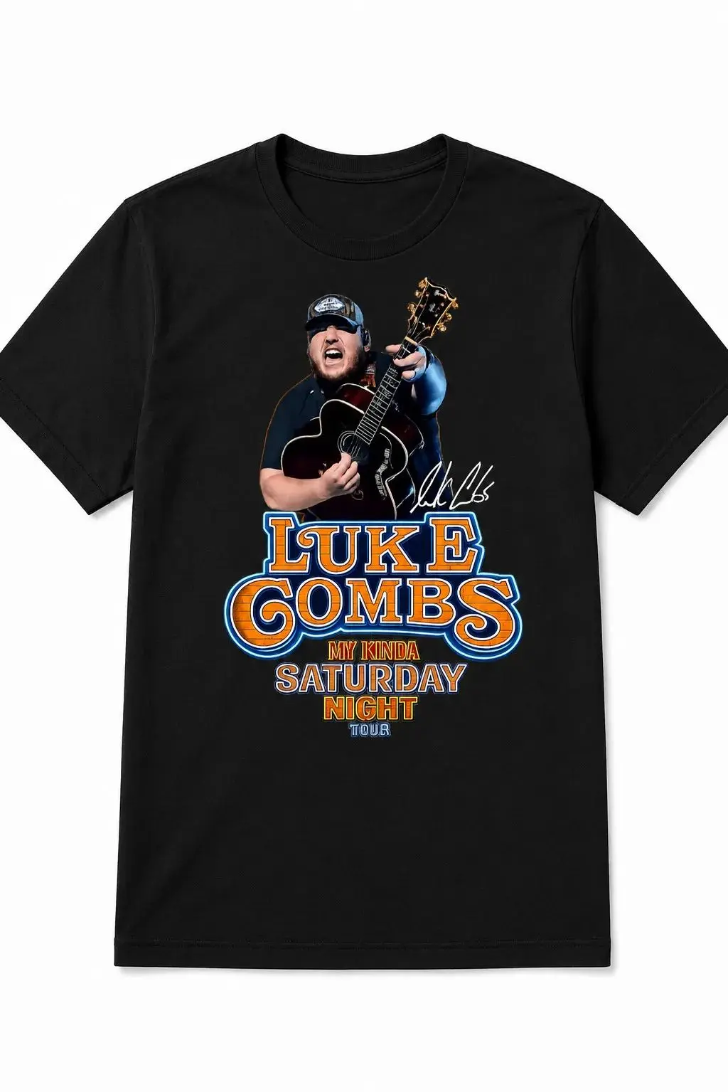 Luke Combs My Kinda Saturday Night Tour Black T Shirt Front & Back Print Unisex Cotton Country Music Fan UK Fast Delivery Tee