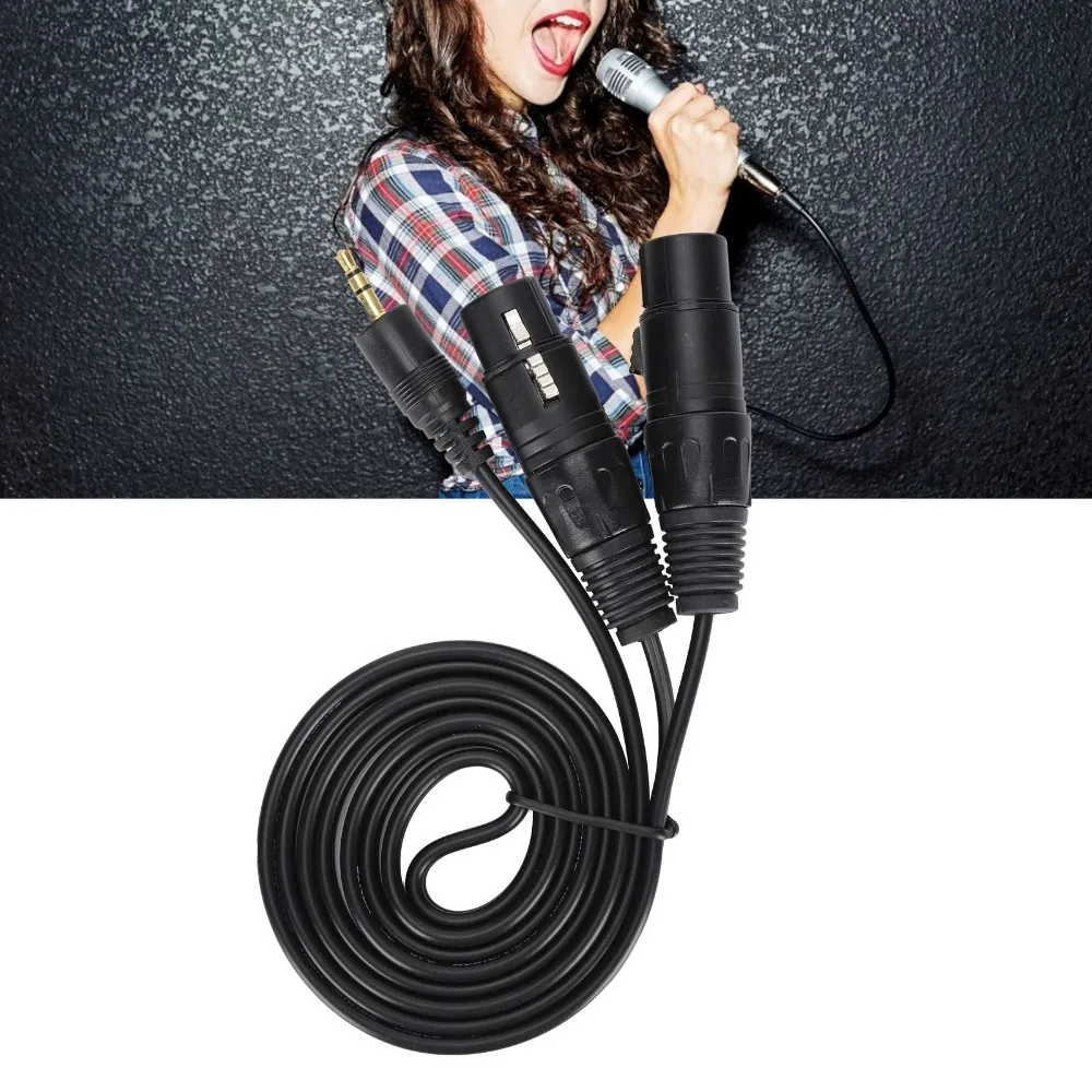 Thickened PVC Jacket 3.5mm to Dual 3PIN XLR Female Microphone Cable Flexible Connect Condenser Microphone Audio Line