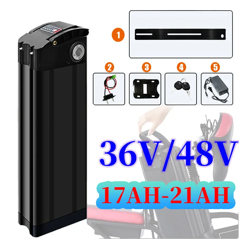 48V 36V 17Ah 21Ah 18650 Lithium Rechargeable Battery Built-in Bms for Silverfish 750W 1000W Bafang Motor Kit with 2A Charger