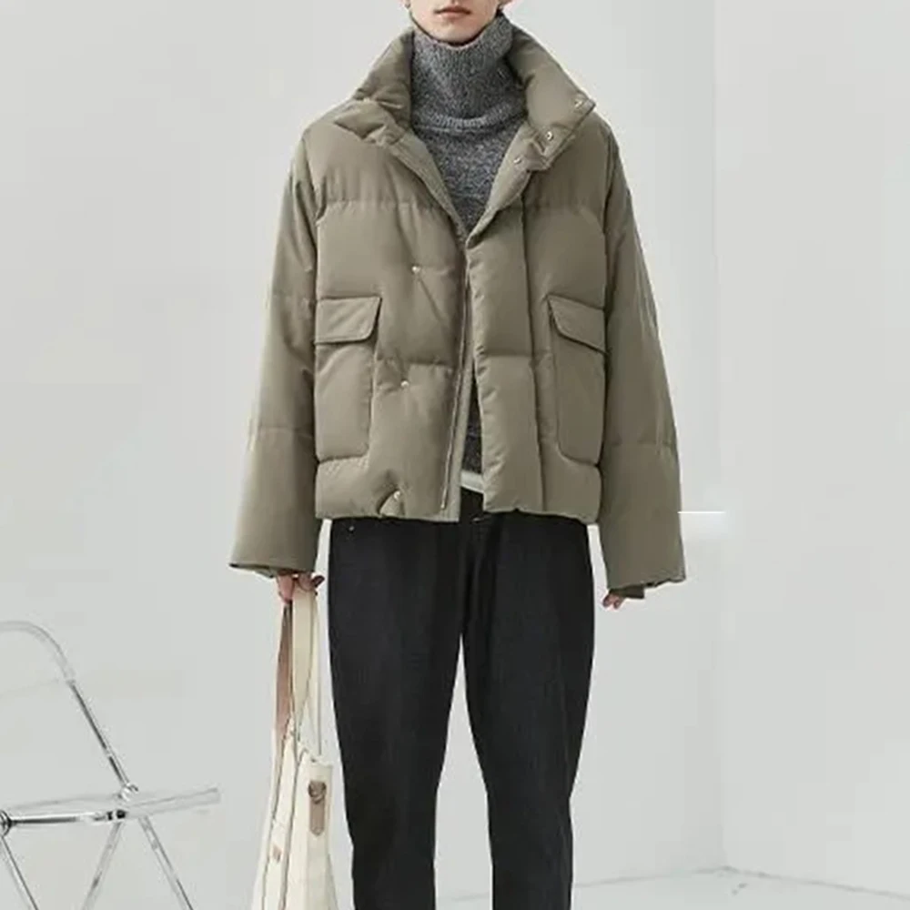 Mens Autumn Plain Warm Comfort Imitation Silk Cotton Jacket Fashion Casual Outdoor Versatile Simple Windproof Jacket 2025 New