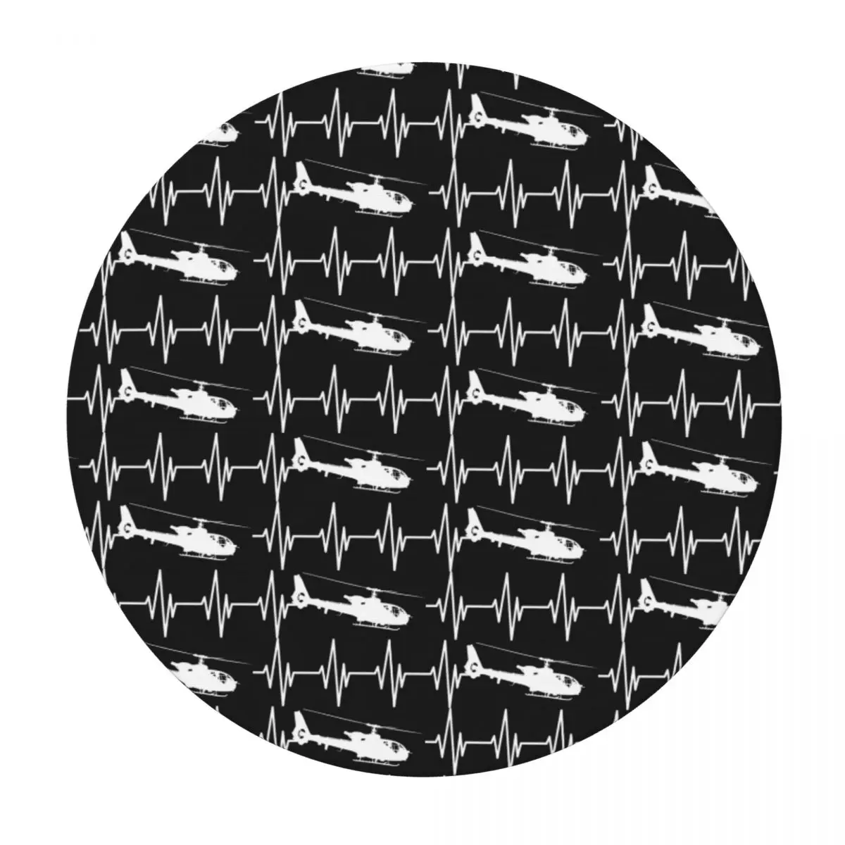 Helicopter Heartbeat W Waterproof Round Tablecloth Oilproof Table Cloth for Kitchen Events Dining Table Cover