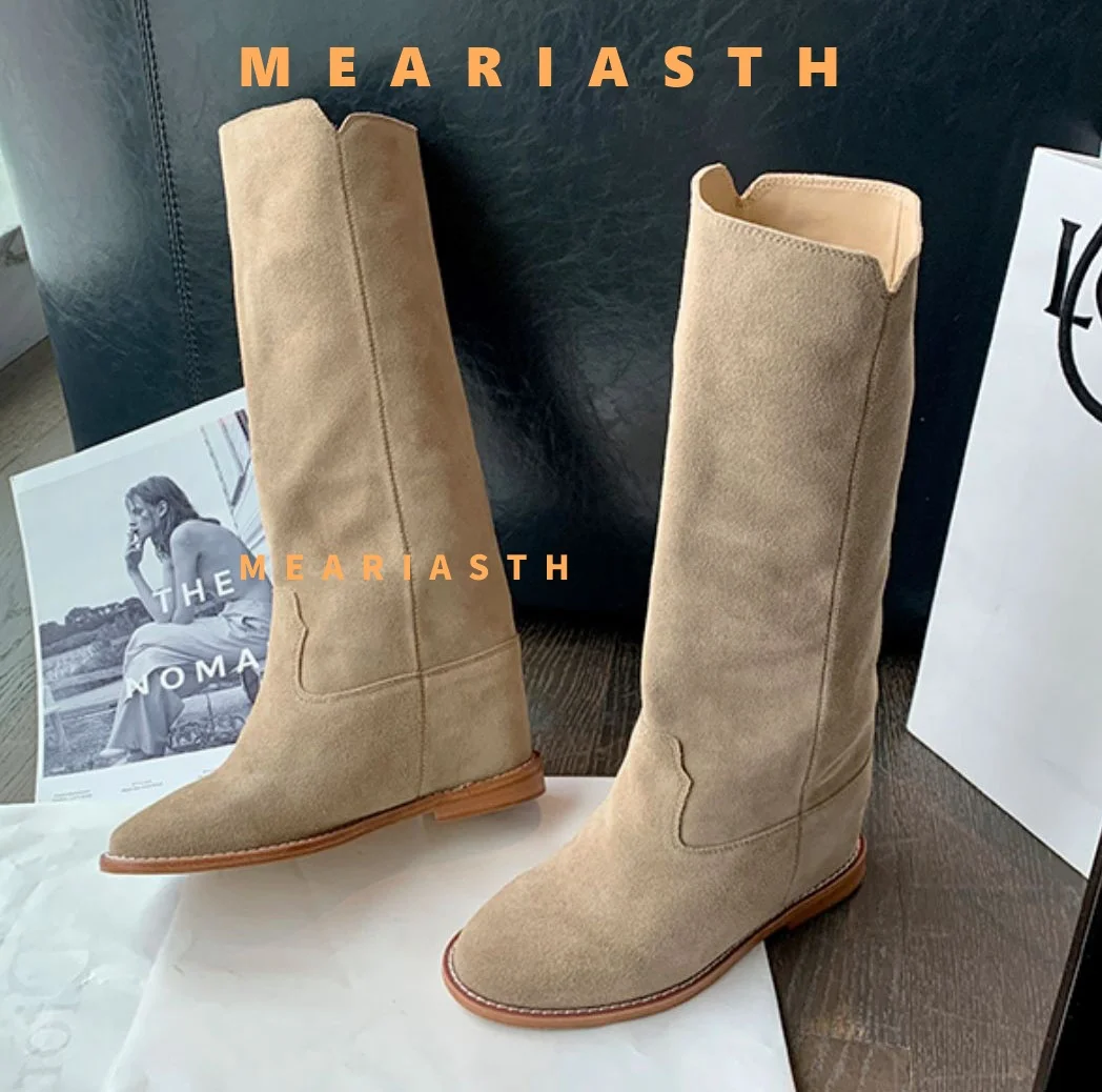 

2026 Spring/Summer Women's over the knee Boots Women Wedge Heel High Heels Knee Length Boots Slant Heel Fashion Show Large Size