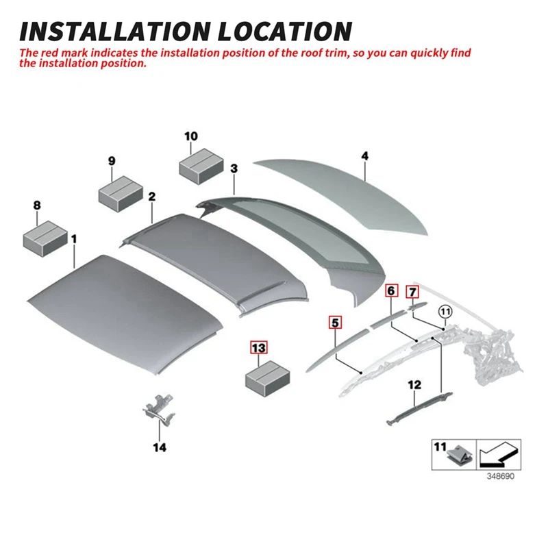 6 Piece Set Convertible Sunroof Roof Top Hinge Cover For BMW E93 335I M3 M4 F83 2007-2019