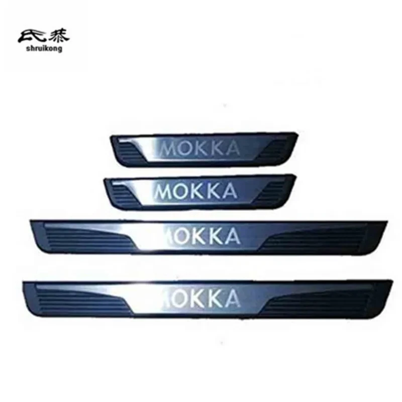 4 Stück/Set ABS-Kunststoff Edelstahl Auto-Türschwellen-Pedal-Abdeckung Einstiegsleisten-Schutz für 2013-2019 OPEL MOKKA