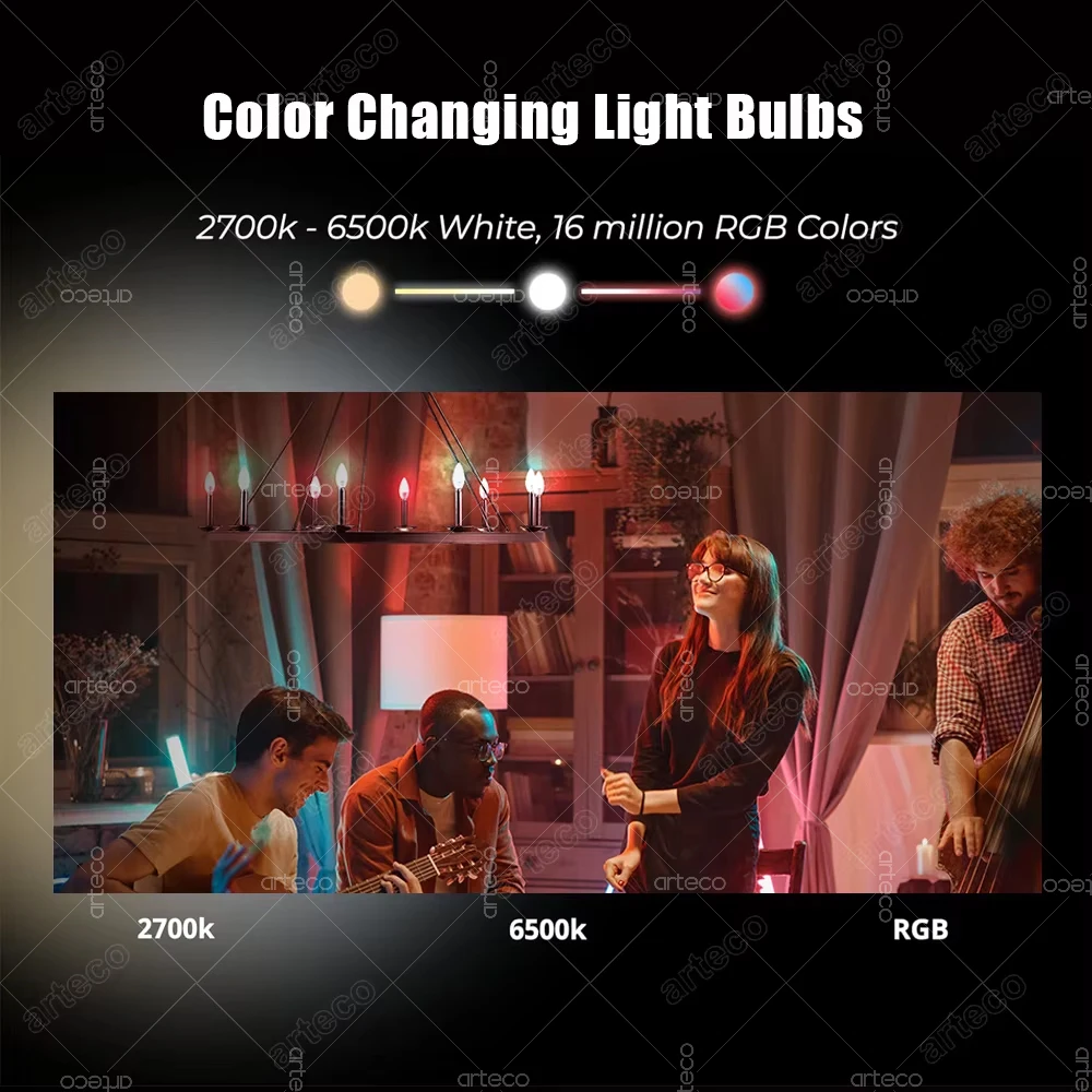 Tuya E14 Candle Lamp Smart Life App Control Smart Bulb WiFi Bluetooth RGB+CW LED Light 220V Dimmable Crystal Lamps Room Decorate view 3