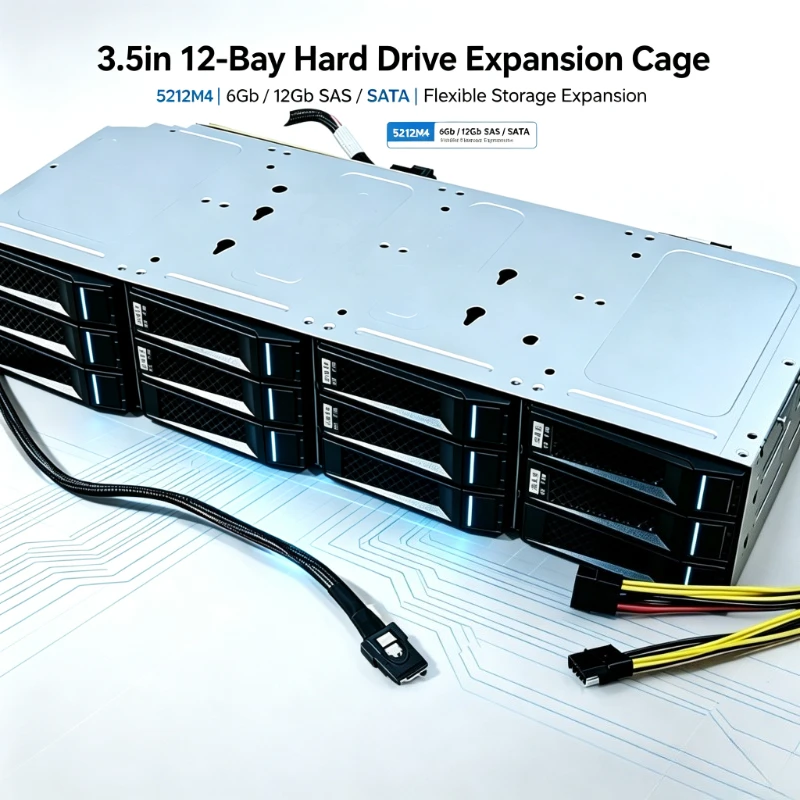 Inspur 3.5-inch 12 Bay Hard Drive Expansion and Expansion 6GB 12GB SAS SATA 4Pin Power Cage